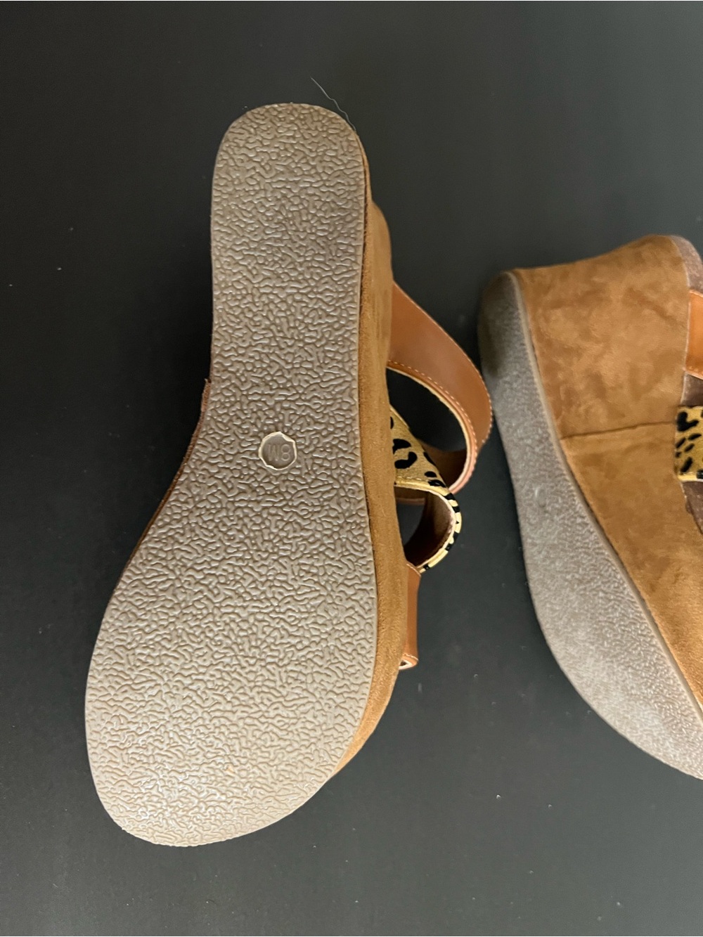 BEACH by Matisse Tan Wedge Slides with Leopard Accent - Picture 3 of 4